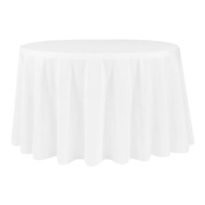 White Polyester Round Table Cloth 132 inch