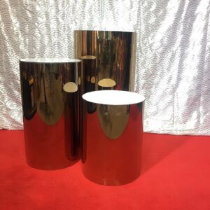 Gold round plinth with marble top set of 3