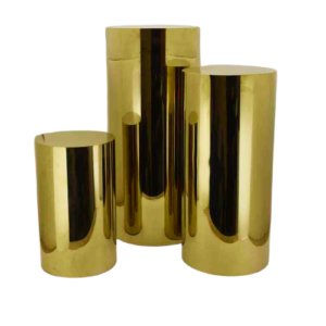 Gold Cylinder plinth set of 3
