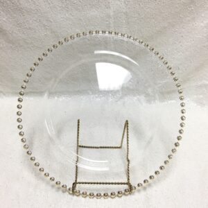 Charger plate- Glass w/ gold beads