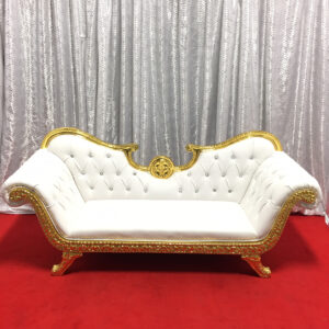 Love seat- gold and white chaise
