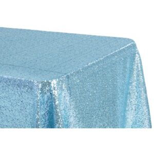 Baby Blue Sequins Rectangular Table Cloth 90by132