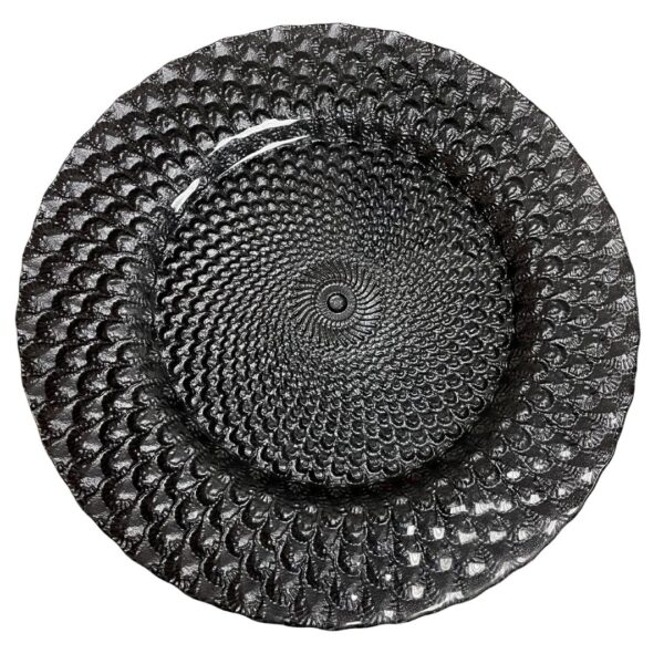 Black Peacock Glass Charger Plate