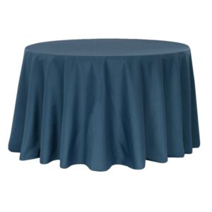 Navy Blue Round Polyester Table Cloth 120inch