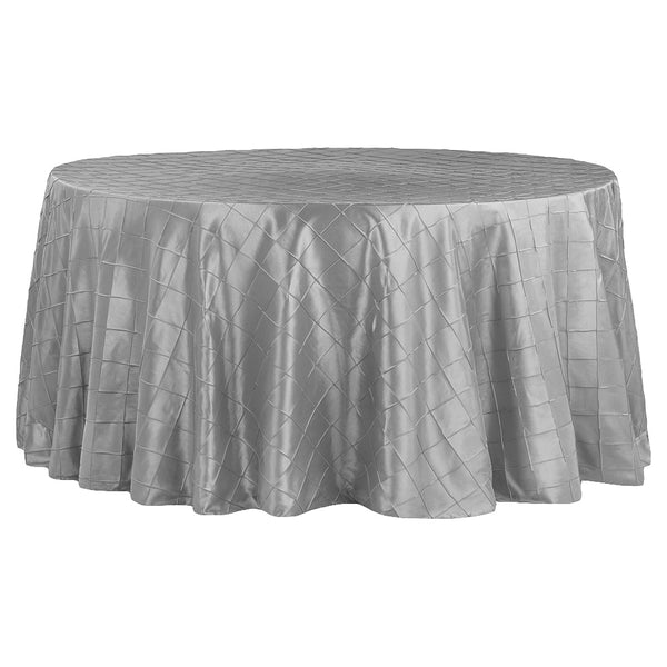 Silver Pintuck Round Table Cloth 120 inch