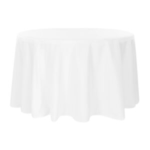 White Polyester Round Table Cloth 120 inch