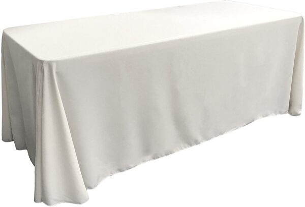 White Rectangular Polyester Table Cloth 90by132
