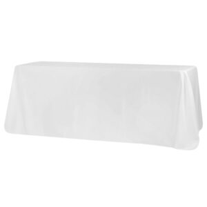 White Rectangular Polyester Table Cloth 90by156