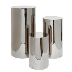 Silver Cylinder Plinth set of 3